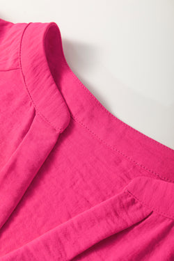 Paja amarilla color sólido sólido muescas muesca v cuello blusa