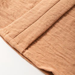 Paja amarilla color sólido sólido muescas muesca v cuello blusa