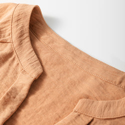 Paja amarilla color sólido sólido muescas muesca v cuello blusa