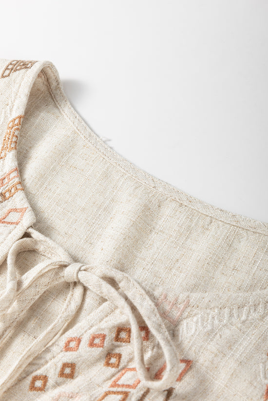 Jet Stream Géométrique brodé à manches courtes à manches courtes à manches vtières Ve