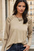 Pale Khaki Solid Soluched Raglan Sleeve Knit Top
