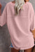 Textura de gofres blancos Cinco de cuello con cuello Camiseta suelta