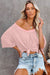 Textura de gofres blancos Cinco de cuello con cuello Camiseta suelta