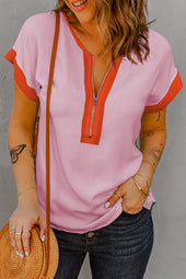 Rose Red Contrast Trip Color Block Bloque THOCH