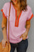 Rose Red Contrast Trip Color Block Bloque THOCH