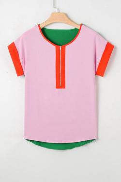 Rose Red Contrast Trip Color Block Bloque THOCH