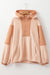 Light French Beige ColorBlock Patchwork Medio zip de gran tamaño Sherpa Sampan