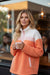 Orange Colorblock Half Zipper Stand Neck Sherpa Sweatshirt