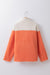 Naranja Colorblock Half Zipper Stand Neck Sherpa Sweatshirt