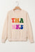 Apricot gracias chenille bordada caída de hombro gráfico sudadera