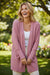 Mineral Red Solid Color Waffle Knit Cardigan with Pocket