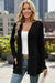 Black Ribbed Open Front Knitted Top with Pockets