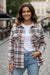 Pink Geometric Plaid Print Pocketed Shacket
