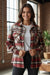 Fiery Red Geometric Plaid Print Pocketed Shacket