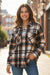 Geometric Plaid Print Pocketed Shacket