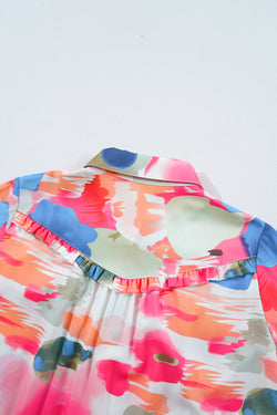 Rose abstract estampado con estampado con volante con volante con volantes
