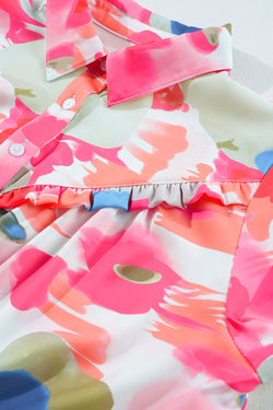 Rose abstract estampado con estampado con volante con volante con volantes