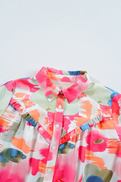 Rose abstract estampado con estampado con volante con volante con volantes