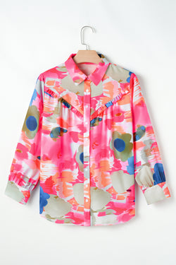 Rose abstract estampado con estampado con volante con volante con volantes
