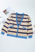 Pink Stripe Colorblock Drop Shoulder Buttoned Loose Cardigan