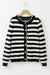 Apricot Stripe Chic Golden Button Cardigan Sweater