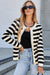Apricot Stripe Chic Golden Button Cardigan Sweater