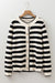 Apricot Stripe Chic Golden Button Cardigan Sweater