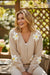 Parchment Elegant Flower Decor Button Front Cardigan