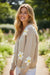 Parchment Elegant Flower Decor Button Front Cardigan