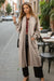 Tasche laterali beige aperta anteriore cardigan a maglia