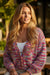Pink Confetti Drop Shoulder Open Front Cardigan