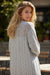 Gray Hollow Out Buttons Front Long Cardigan