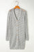 Gray Hollow Out Buttons Front Long Cardigan