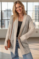 Color Block Side Pockets Open Front Cardigan