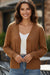 Brown Lightweight Buttoned Front Crochet Cardigan