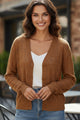 Brown Lightweight Buttoned Front Crochet Cardigan