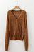 Brown Lightweight Buttoned Front Crochet Cardigan