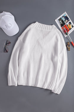 Magitore a maglia a gocce a V White V Neck