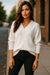 Magitore a maglia a gocce a V White V Neck