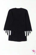 Maglie a maglia semplice manica a strisce nera