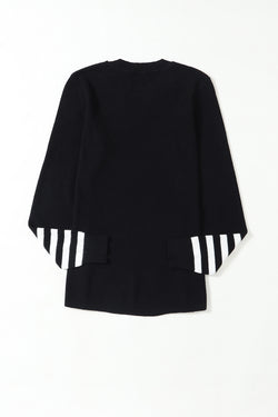 Maglie a maglia semplice manica a strisce nera