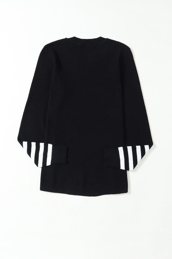 Maglie a maglia semplice manica a strisce nera