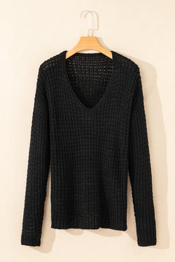 Maglione a collo vuoto a V Hollow-out
