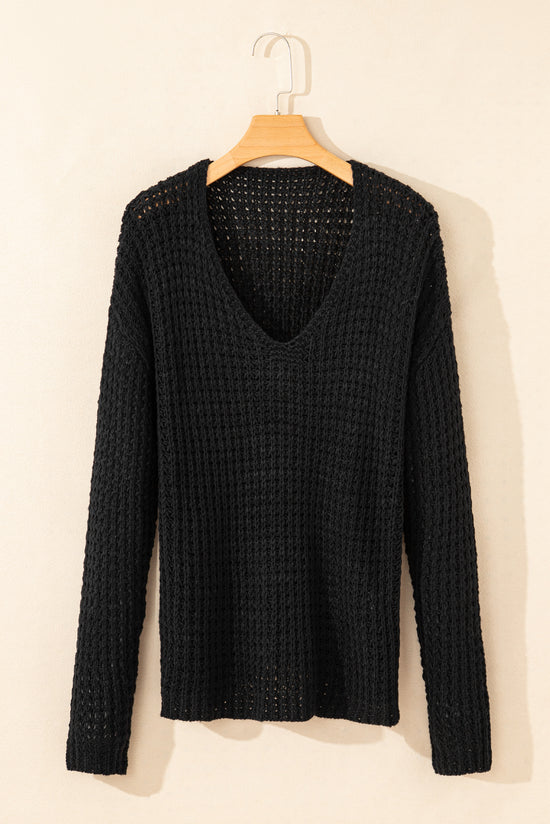 Maglione a collo vuoto a V Hollow-out