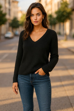 Maglione a collo vuoto a V Hollow-out