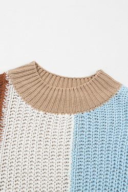 Khaki Mix Magni di patchwork a maglia a maglia testurizzata