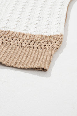 Khaki Mix Magni di patchwork a maglia a maglia testurizzata
