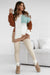 Khaki Mix Magni di patchwork a maglia a maglia testurizzata