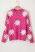 Maglione a maniche lunghe a fiore rosa rosa brillante
