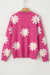 Maglione a maniche lunghe a fiore rosa rosa brillante